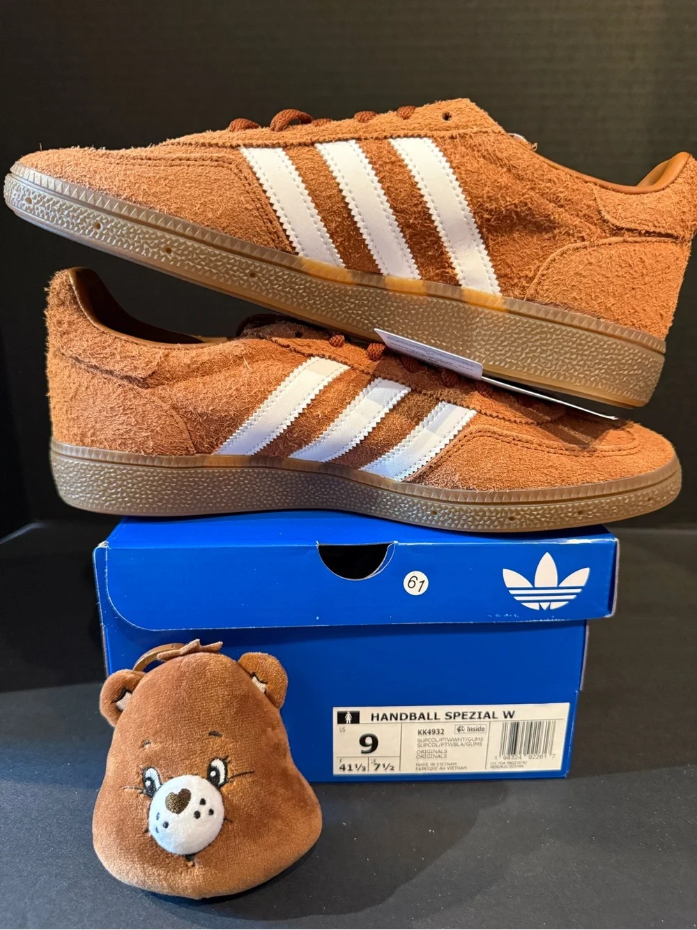 adidas “Care Bear” Tan Suede Handball Spezial with carebear womens size 9